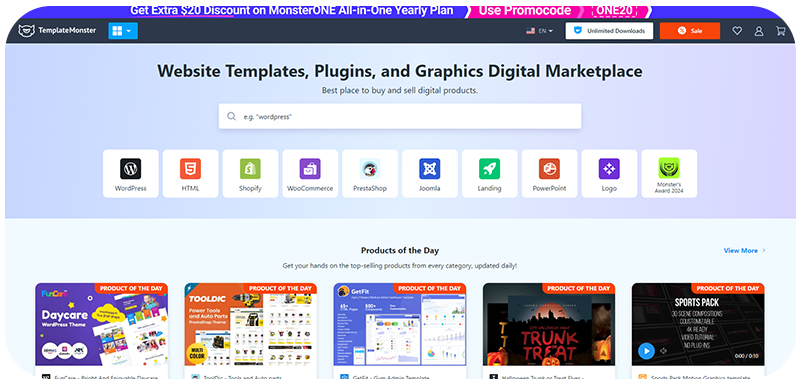 monster template website